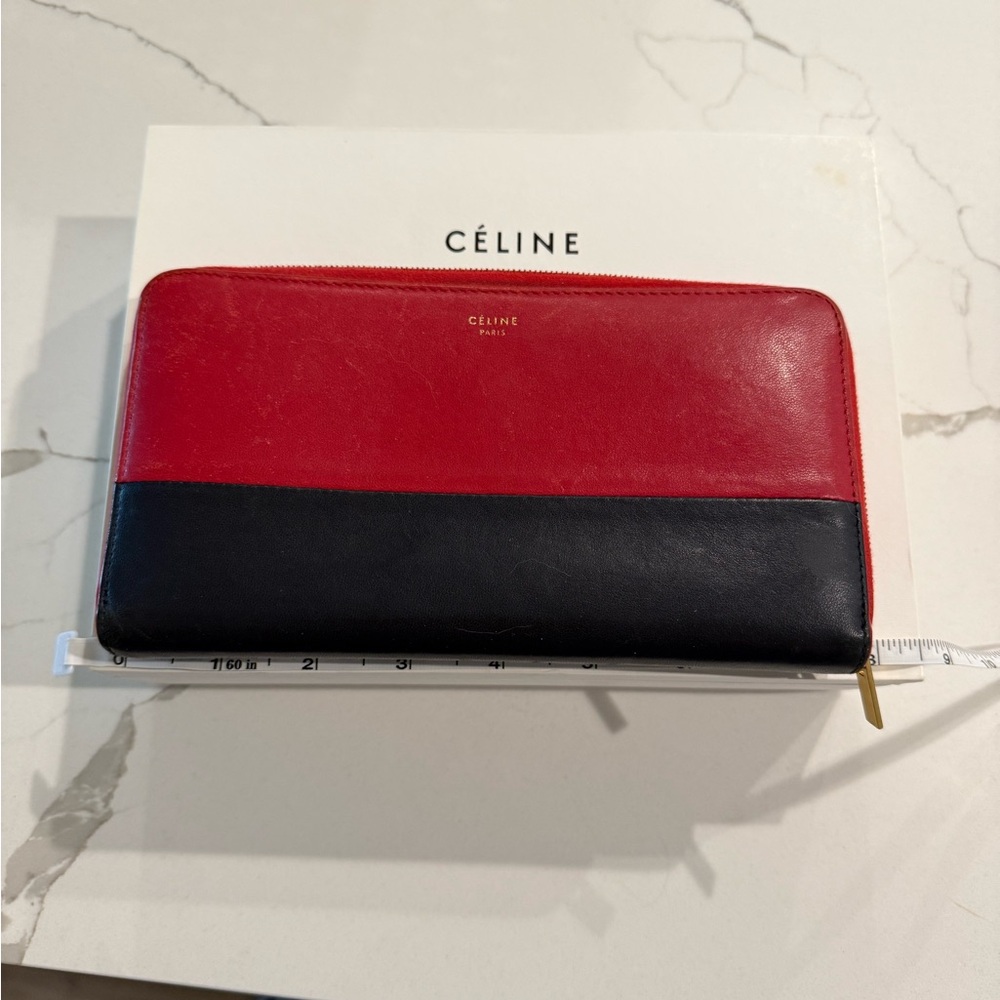 Céline Red and Navy Leather Wallet
